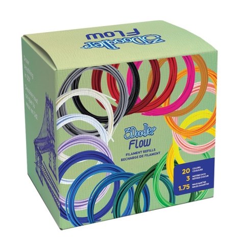 3DOODLER FLOW 20 ZWOJÓW PO 4,8M ŻYWYCH KOLORÓW FILAMENTU PLA 1,75MM FLOW-FILLS 3DOODLER FLOW 20 ZWOJÓW PO 4,8M ŻYWYCH KOLORÓW FILAMENTU PLA 1,75MM FLOW-FILLS