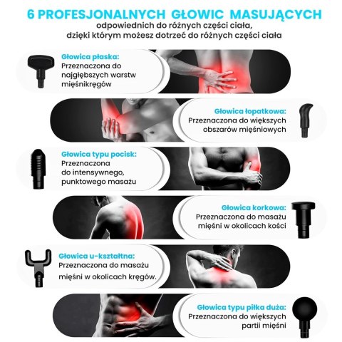 Extralink Massage Gun Lite | Pistolet do masażu | 3200 RPM, 6 końcówek wymiennych Extralink Massage Gun Lite | Pistolet do masażu | 3200 RPM, 6 końcówek wymiennych
