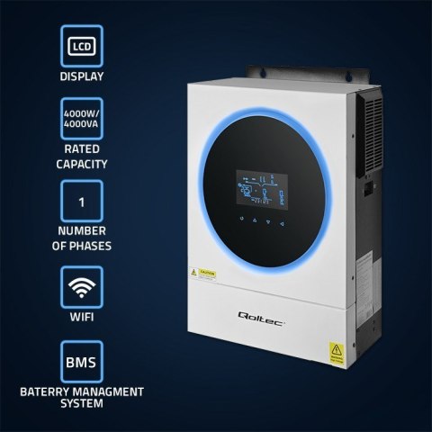 QOLTEC INWERTER SOLARNY OFF-GRID 4KVA | 4KW | 120A | MPPT | LCD | WI-FI | BMS | SINUS QOLTEC INWERTER SOLARNY OFF-GRID 4KVA | 4KW | 120A | MPPT | LCD | WI-FI | BMS | SINUS