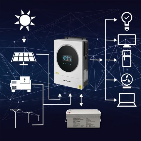 QOLTEC INWERTER SOLARNY OFF-GRID 4KVA | 4KW | 120A | MPPT | LCD | WI-FI | BMS | SINUS QOLTEC INWERTER SOLARNY OFF-GRID 4KVA | 4KW | 120A | MPPT | LCD | WI-FI | BMS | SINUS