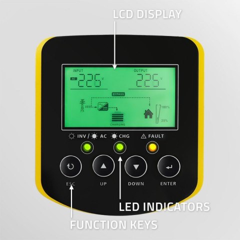 Qoltec Hybrydowy inwerter solarny Off-Grid 2.5kVA| 2.5kW | 100A | MPPT | LCD | BMS | Sinus Qoltec Hybrydowy inwerter solarny Off-Grid 2.5kVA| 2.5kW | 100A | MPPT | LCD | BMS | Sinus