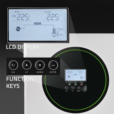 Qoltec Hybrydowy inwerter solarny Off-Grid 3500W | 100A | 24V | MPPT | BMS | opcja Wi-fi | Sinus | Power factor 1.0 Qoltec Hybrydowy inwerter solarny Off-Grid 3500W | 100A | 24V | MPPT | BMS | opcja Wi-fi | Sinus | Power factor 1.0