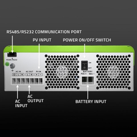 Qoltec Hybrydowy inwerter solarny Off-Grid 3500W | 100A | 24V | MPPT | BMS | opcja Wi-fi | Sinus | Power factor 1.0 Qoltec Hybrydowy inwerter solarny Off-Grid 3500W | 100A | 24V | MPPT | BMS | opcja Wi-fi | Sinus | Power factor 1.0