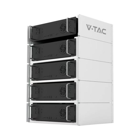 Stojak RACK do magazynów energii V-TAC VT48100E-P2 modularny regał 5,12kWh 5 modułów max (SKU 11556) Biały Stojak RACK do magazynów energii V-TAC VT48100E-P2 modularny regał 5,12kWh 5 modułów max (SKU 11556) Biały