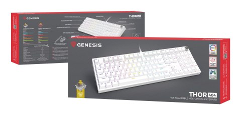 GENESIS THOR 404 klawiatura Uniwersalne USB QWERTY Angielski Biały GENESIS THOR 404 klawiatura Uniwersalne USB QWERTY Angielski Biały
