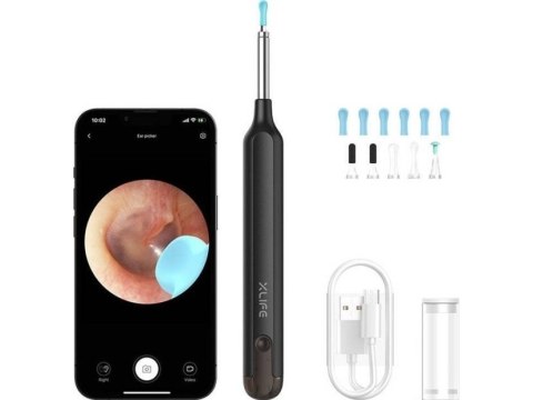 XLife X1+ Czarny | Otoskop z kamerą do czyszczenia uszu | 1080p XLife X1+ Czarny | Otoskop z kamerą do czyszczenia uszu | 1080p