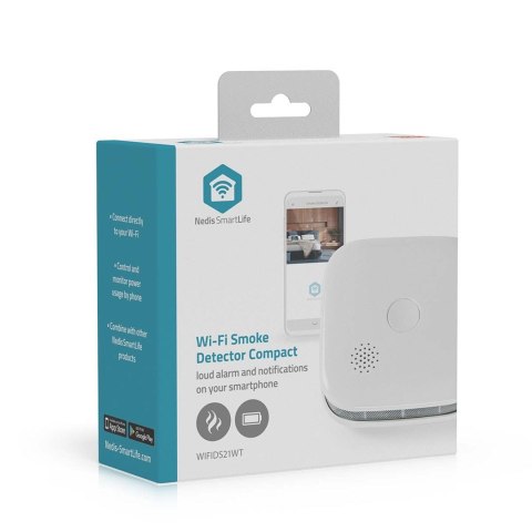 Nedis WIFIDS21WT inteligentny czujnik dymu Wykrywacz próbek powietrza Połączenia bezprzewodowe Nedis WIFIDS21WT inteligentny czujnik dymu Wykrywacz próbek powietrza Połączenia bezprzewodowe
