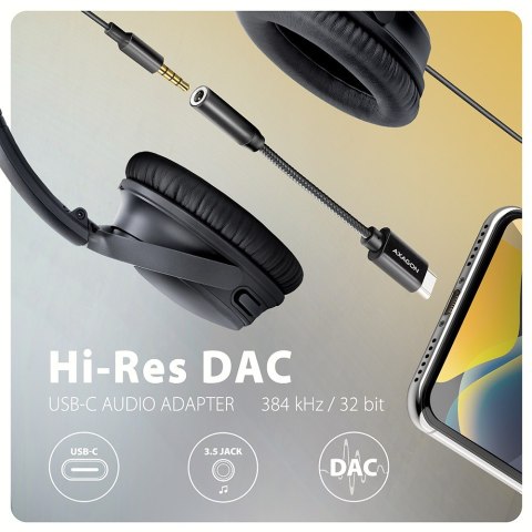 Axagon ADA-HC kabel audio 0,1 m 3.5mm USB Type-C Czarny Axagon ADA-HC kabel audio 0,1 m 3.5mm USB Type-C Czarny