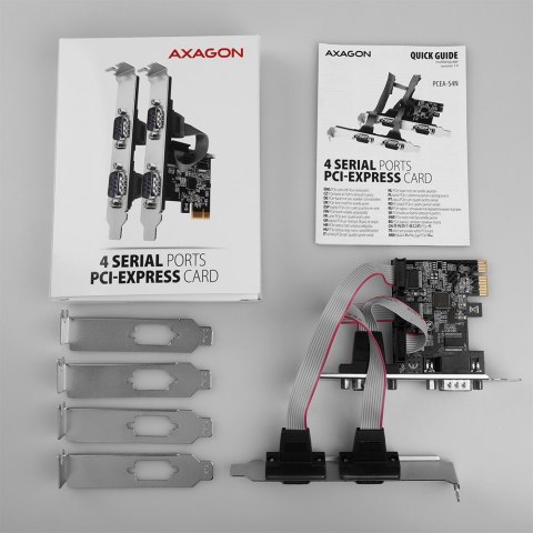 Axagon PCEA-PSN PCIe- mit 4x Seriell-Ports - ASIX AX99100 Chipsatz adapter Wewnętrzny RS-232 Axagon PCEA-PSN PCIe- mit 4x Seriell-Ports - ASIX AX99100 Chipsatz adapter Wewnętrzny RS-232