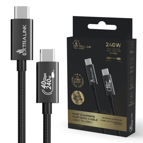 Extralink CABESL05 kabel USB USB 2.0 2 m USB C Czarny Extralink CABESL05 kabel USB USB 2.0 2 m USB C Czarny