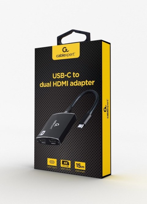 GEMBIRD ADAPTER USB TYP-C DO 2X HDMI 4K 60HZ, CZARNY GEMBIRD ADAPTER USB TYP-C DO 2X HDMI 4K 60HZ, CZARNY