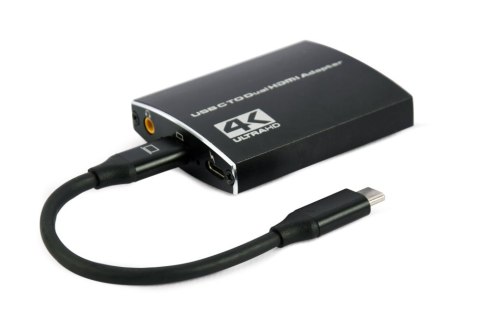 GEMBIRD ADAPTER USB TYP-C DO 2X HDMI 4K 60HZ, CZARNY GEMBIRD ADAPTER USB TYP-C DO 2X HDMI 4K 60HZ, CZARNY