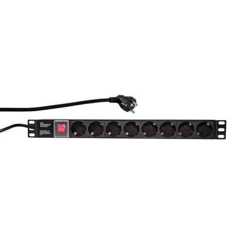 LogiLink PDU8C01 rozdzielacz zasilania PDU 8 x gniazdo sieciowe 1U Czarny LogiLink PDU8C01 rozdzielacz zasilania PDU 8 x gniazdo sieciowe 1U Czarny