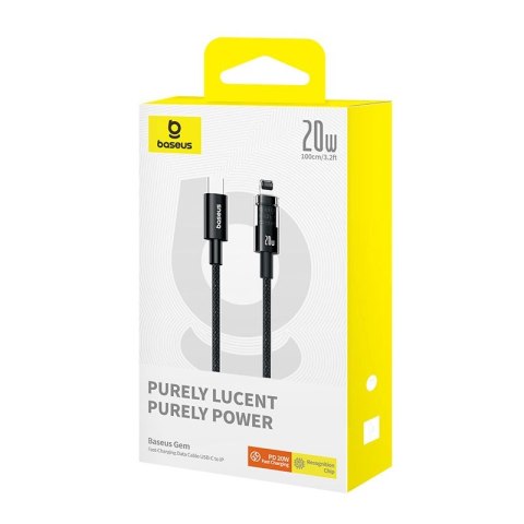 Kabel Baseus Gem USB C-IP 20W 1m (czarny) Kabel Baseus Gem USB C-IP 20W 1m (czarny)