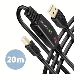 Axagon ADR-220B USB 2.0 A-M -> B-M aktywny kabel pomiędzy / repeater 20m czarny