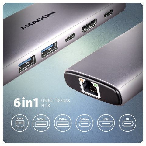 Axagon HMC-6G2L stacja dokująca Przewodowa USB 3.2 Gen 2 (3.1 Gen 2) Type-C Aluminium Axagon HMC-6G2L stacja dokująca Przewodowa USB 3.2 Gen 2 (3.1 Gen 2) Type-C Aluminium