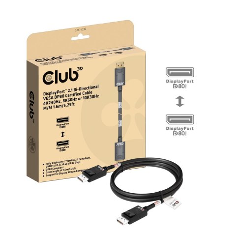 CLUB3D CAC-1092 kabel DisplayPort 1,6 m Czarny CLUB3D CAC-1092 kabel DisplayPort 1,6 m Czarny