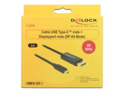 DeLOCK 85256 adapter kablowy 2 m USB Type-C DisplayPort Czarny