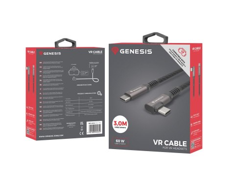 GENESIS NVC-2218 kabel USB USB 3.2 Gen 2 (3.1 Gen 2) 3 m USB C Czarny, Szary GENESIS NVC-2218 kabel USB USB 3.2 Gen 2 (3.1 Gen 2) 3 m USB C Czarny, Szary