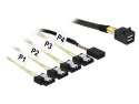 Kabel Mini SAS HD SFF-8643 - 4x SATA 6 Gb/s 7 Pin + 8 pin wstęga boczna - Prosty - Prosty - Męski/Żeński