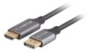 Lanberg CA-DPHD-20CU-0018-BK adapter kablowy 1,8 m DisplayPort HDMI Typu A (Standard) Czarny, Srebrny