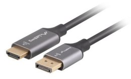 Lanberg CA-DPHD-20CU-0018-BK adapter kablowy 1,8 m DisplayPort HDMI Typu A (Standard) Czarny, Srebrny
