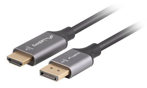 Lanberg CA-DPHD-20CU-0018-BK adapter kablowy 1,8 m DisplayPort HDMI Typu A (Standard) Czarny, Srebrny Lanberg CA-DPHD-20CU-0018-BK adapter kablowy 1,8 m DisplayPort HDMI Typu A (Standard) Czarny, Srebrny