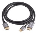 Lanberg CA-HDDP-20CU-0018-BK adapter kablowy 1,8 m DisplayPort HDMI + USB Czarny, Srebrny