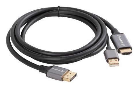 Lanberg CA-HDDP-20CU-0018-BK adapter kablowy 1,8 m DisplayPort HDMI + USB Czarny, Srebrny Lanberg CA-HDDP-20CU-0018-BK adapter kablowy 1,8 m DisplayPort HDMI + USB Czarny, Srebrny