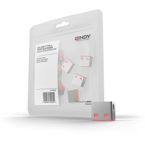 Lindy 40460 bloker portów Blokada portu USB Typu-A Różowy Kopolimer akrylonitrylo-butadieno-styrenowy (ABS) 10 szt. Lindy 40460 bloker portów Blokada portu USB Typu-A Różowy Kopolimer akrylonitrylo-butadieno-styrenowy (ABS) 10 szt.
