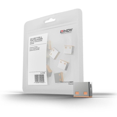 Lindy 40463 bloker portów Blokada portu USB Typu-A Pomarańczowy Kopolimer akrylonitrylo-butadieno-styrenowy (ABS) 10 szt. Lindy 40463 bloker portów Blokada portu USB Typu-A Pomarańczowy Kopolimer akrylonitrylo-butadieno-styrenowy (ABS) 10 szt.
