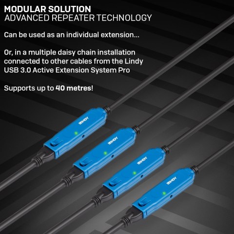 Lindy 43157 kabel USB USB 3.2 Gen 1 (3.1 Gen 1) 10 m USB A Czarny Lindy 43157 kabel USB USB 3.2 Gen 1 (3.1 Gen 1) 10 m USB A Czarny