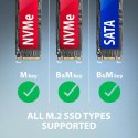 Obudowa SSD Axagon ADM2-AM USB-A 10Gbps - M.2 NVMe & SATA SSD adaptér, kabelis USB-A 10cm Czarny