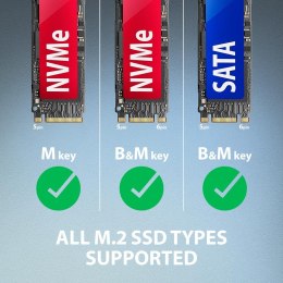 Obudowa SSD Axagon ADM2-AM USB-A 10Gbps - M.2 NVMe & SATA SSD adaptér, kabelis USB-A 10cm Czarny