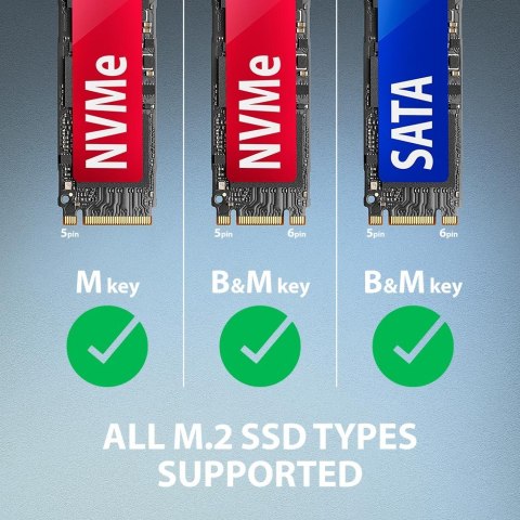 Obudowa SSD Axagon ADM2-AM USB-A 10Gbps - M.2 NVMe & SATA SSD adaptér, kabelis USB-A 10cm Czarny Obudowa SSD Axagon ADM2-AM USB-A 10Gbps - M.2 NVMe & SATA SSD adaptér, kabelis USB-A 10cm Czarny