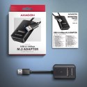 Obudowa SSD Axagon ADM2-AM USB-A 10Gbps - M.2 NVMe & SATA SSD adaptér, kabelis USB-A 10cm Czarny