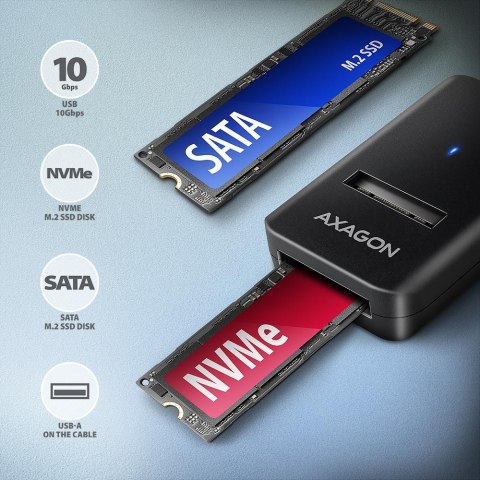 Obudowa SSD Axagon ADM2-AM USB-A 10Gbps - M.2 NVMe & SATA SSD adaptér, kabelis USB-A 10cm Czarny Obudowa SSD Axagon ADM2-AM USB-A 10Gbps - M.2 NVMe & SATA SSD adaptér, kabelis USB-A 10cm Czarny