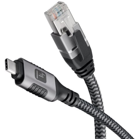 Techly ICOC U3C-RJ45-010 kabel sieciowy Srebrny, Czarny 1 m Cat6 F/UTP (FTP)