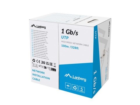 Lanberg LCU6-10CC-0100-S kabel sieciowy Szary 100 m U/UTP (UTP)