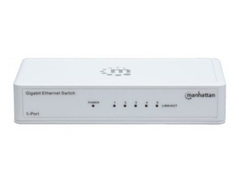 Manhattan 560696 łącza sieciowe Nie zarządzany L2 Gigabit Ethernet (10/100/1000) Biały Manhattan 560696 łącza sieciowe Nie zarządzany L2 Gigabit Ethernet (10/100/1000) Biały