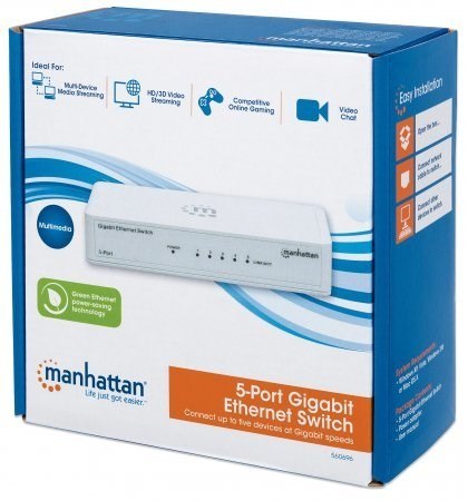 Manhattan 560696 łącza sieciowe Nie zarządzany L2 Gigabit Ethernet (10/100/1000) Biały Manhattan 560696 łącza sieciowe Nie zarządzany L2 Gigabit Ethernet (10/100/1000) Biały