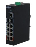 Przełącznik Dahua Technology PFS3211-8GT-120-V2, PoE, gigant sieciowy, montaż na biurku/ścianie, czarny