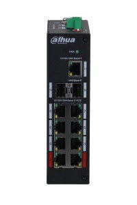 Przełącznik Dahua Technology PFS3211-8GT-120-V2, PoE, gigant sieciowy, montaż na biurku/ścianie, czarny