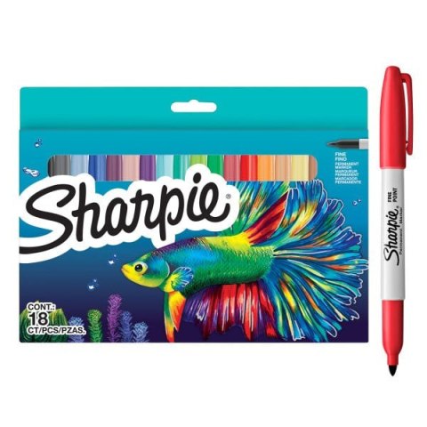 Sharpie 2201230 marker permanentny Końcówka cienka 18 szt. Sharpie 2201230 marker permanentny Końcówka cienka 18 szt.