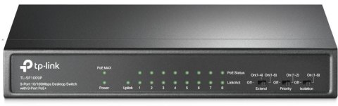 TP-Link TL-SF1009P łącza sieciowe Nie zarządzany Fast Ethernet (10/100) Obsługa PoE Czarny