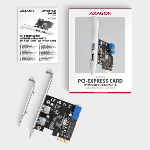 Axagon PCEU-232RS adapter Wewnętrzny USB 3.2 Gen 1 (3.1 Gen 1) Axagon PCEU-232RS adapter Wewnętrzny USB 3.2 Gen 1 (3.1 Gen 1)