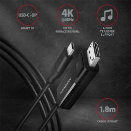 Axagon RVC-DPC adapter kablowy 1,8 m USB Type-C DisplayPort Czarny