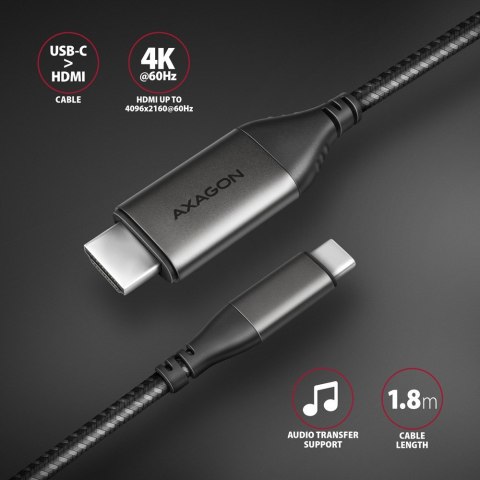 Axagon RVC-HI2MC adapter kablowy 1,8 m USB Type-C HDMI Czarny Axagon RVC-HI2MC adapter kablowy 1,8 m USB Type-C HDMI Czarny