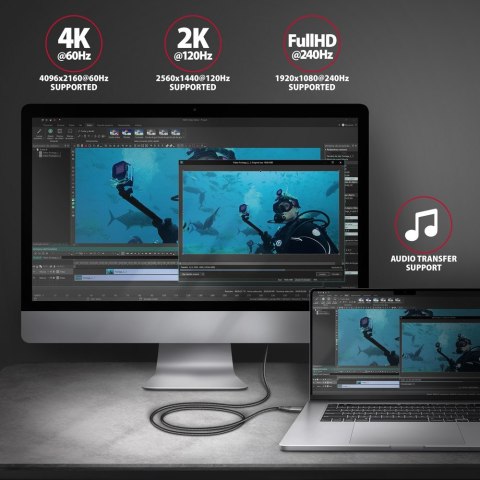 Axagon RVC-HI2MC adapter kablowy 1,8 m USB Type-C HDMI Czarny Axagon RVC-HI2MC adapter kablowy 1,8 m USB Type-C HDMI Czarny