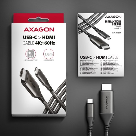 Axagon RVC-HI2MC adapter kablowy 1,8 m USB Type-C HDMI Czarny Axagon RVC-HI2MC adapter kablowy 1,8 m USB Type-C HDMI Czarny